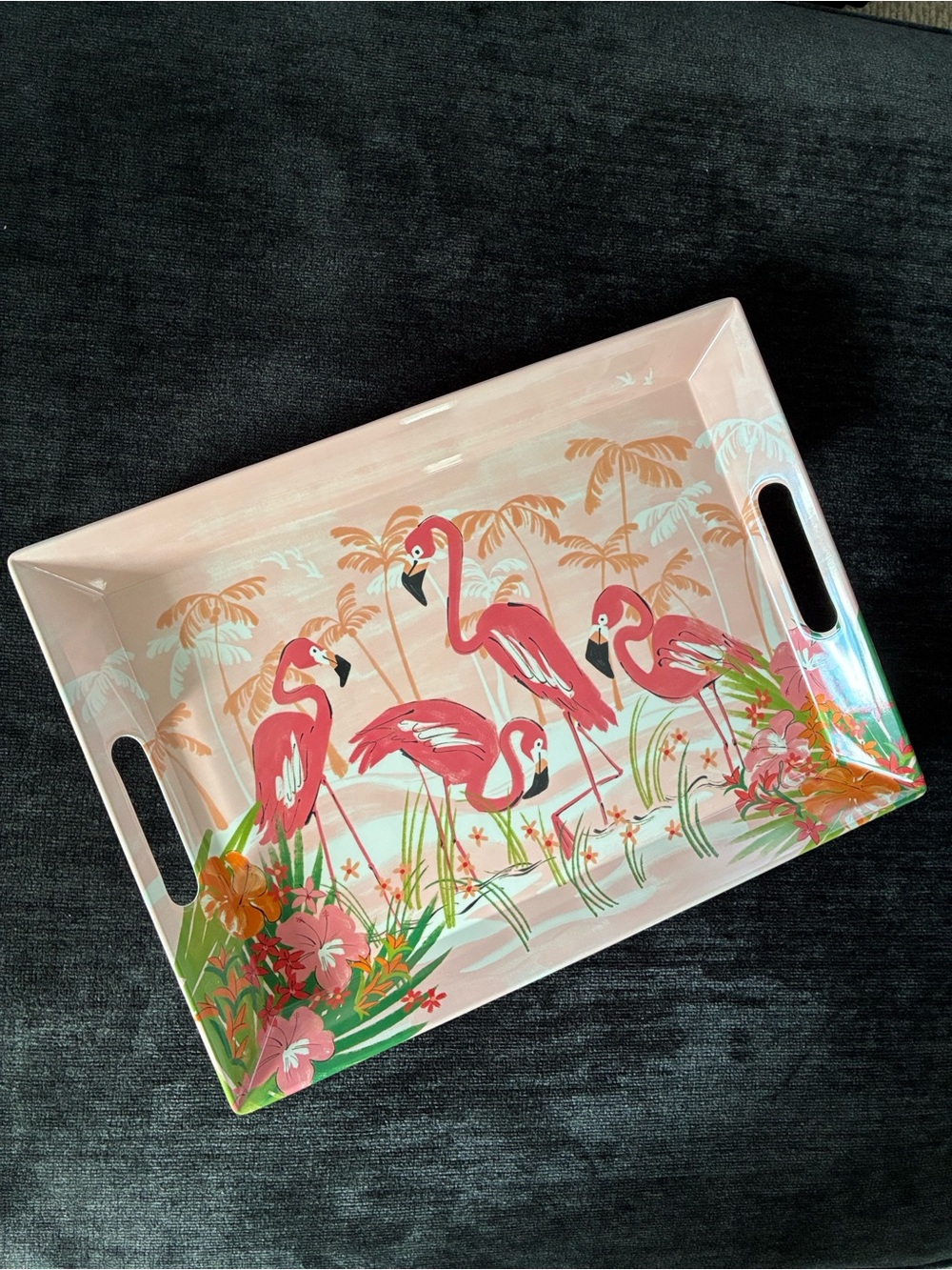 NWT- Stunning- Tropical Pink Flamingo Decorative Serving Tray